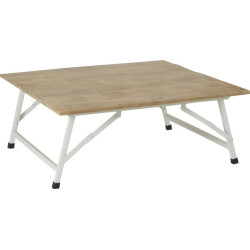 Table Basse carré métal blanc et plateau bois 100x100xH40cm