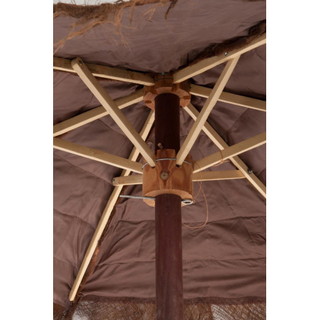 Grand Parasol Feuille De Cocotier Marron 250X250X270Cm