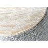 Table basse ronde en métal patiné gris clair et plateau bois demi sphère