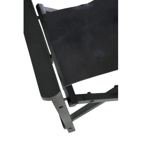 Chaise régisseur pliante bois et cuir noir