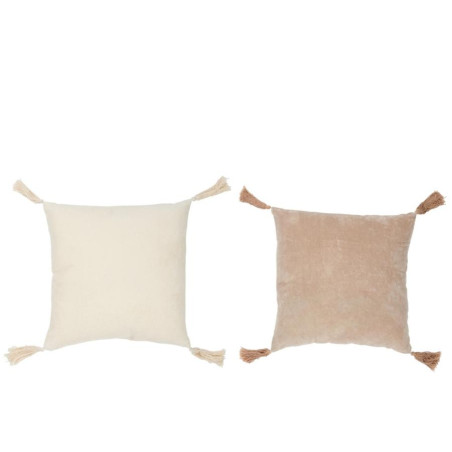 Coussin baroque à pompons beige et orange (Lot de 2)