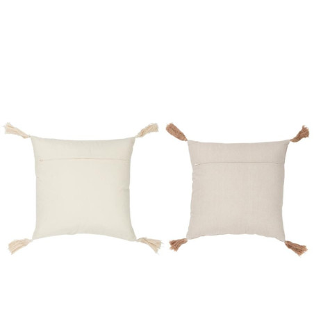 Coussin baroque à pompons beige et orange (Lot de 2)