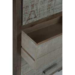 Armoire 1 porte 3 tiroirs en bois gris et naturel