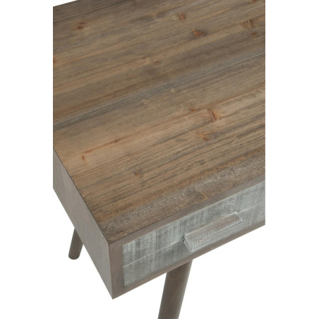 Bureau scandinave 3 tiroirs en bois gris et naturel
