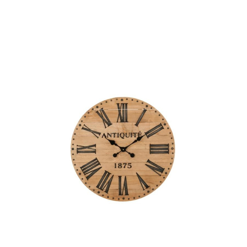 Horloge 70 cm à chiffres romain en bois naturel