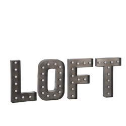 Lettres industrielles Loft à leds en métal gris 102 cm
