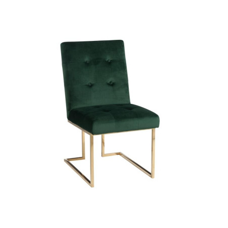Chaise art déco velours vert sur pieds métal or