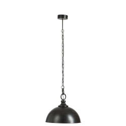 Suspension industrielle D 41,5 cm ronde en métal noir