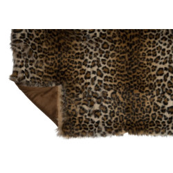 Plaid 130 x 180 cm imitation fourrure léopard noir et marron