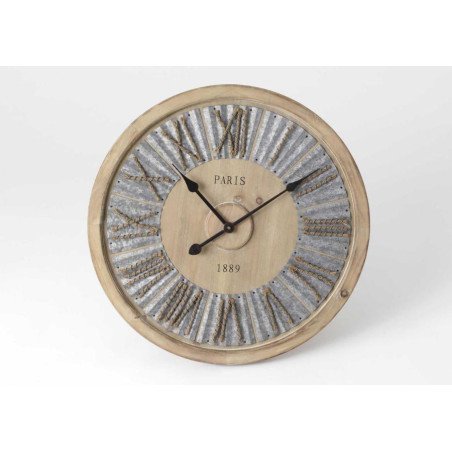 Horloge ronde zinc et corde 60cm