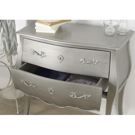 Commode 2 tiroirs murano argent new silver Amadeus