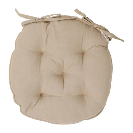 Galettes de chaises ronde chambray beige (Lot de 4)