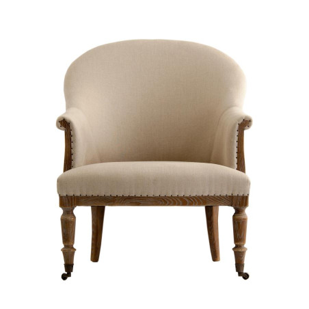 Fauteuil classique chic tissus crème AULT