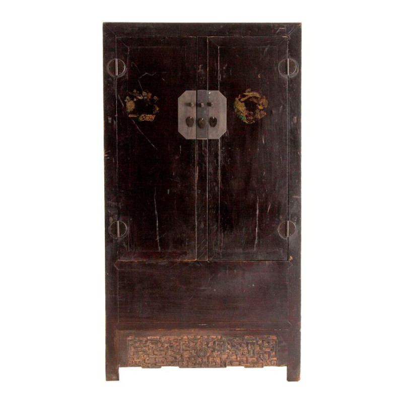 Armoire 2 portes chinoise brun antique Mat
