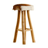 Tabouret de bar style nordique en peau de chèvre