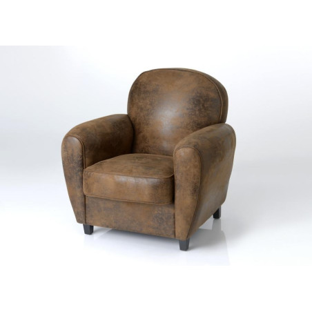 Fauteuil club similicuir marron vieilli