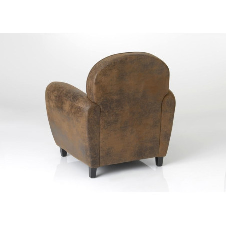 Fauteuil club similicuir marron vieilli