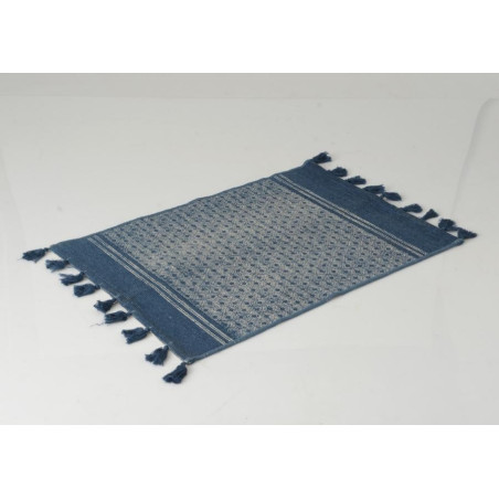 Tapis en coton bleu Batik 80x120 cm