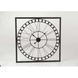 Horloge carrée chic métal noir 80 cm