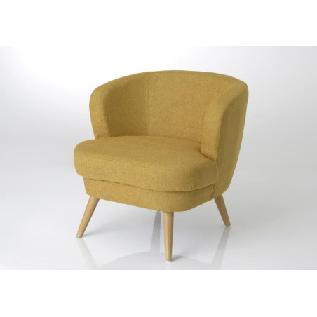 Fauteuil rond tissu moutarde Dagmard