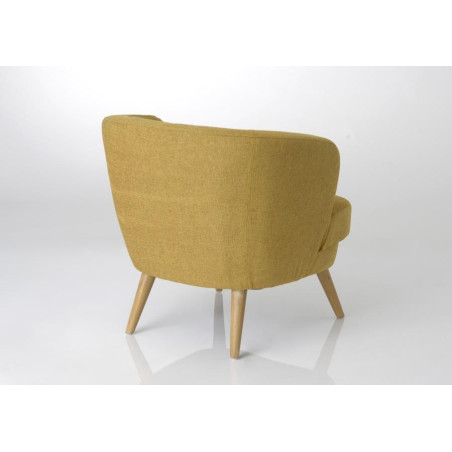 Fauteuil rond tissu moutarde Dagmard