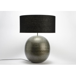 Lampe boule métal silver abj lin noir Dakar D 50 cm