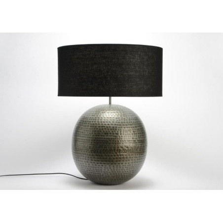 Lampe boule métal silver abj lin noir Dakar D 50 cm