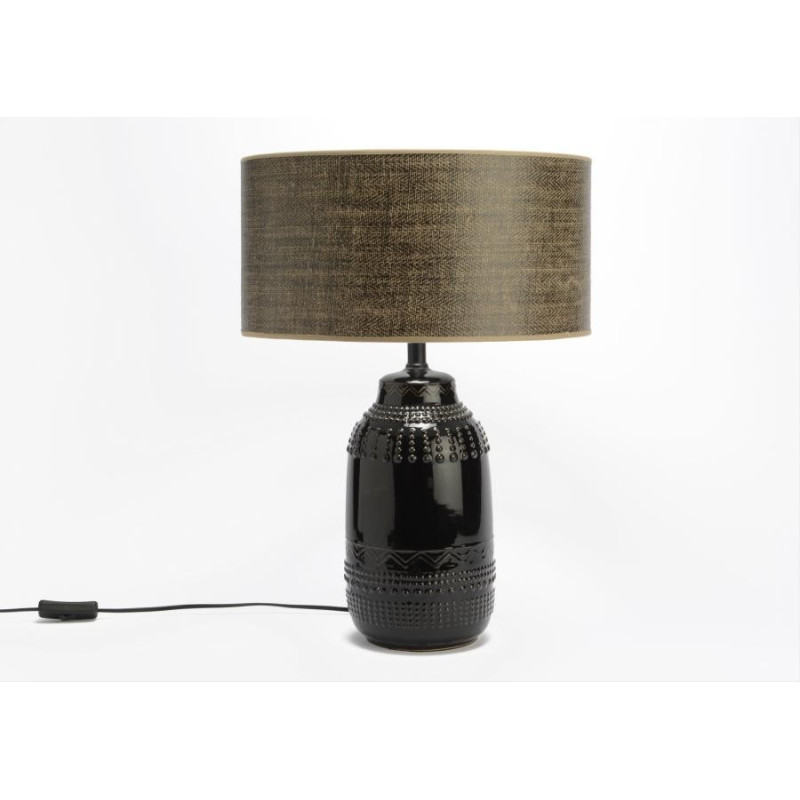 Lampe à motifs chic céramique noire abj chevron noir Nala D 45 cm
