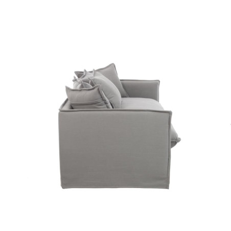 Canapé 3 places avec coussins en lin gris