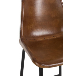 Chaise bar cuir et métal cognac