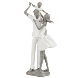 Statue famille blanc et gris