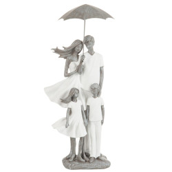 Famille + parapluie résine blanche et grise