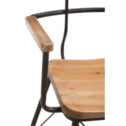 Chaise bistrot métal noir bois naturel