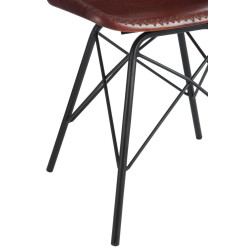 Chaise loft cuir marron et métal noir