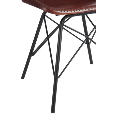 Chaise loft cuir marron et métal noir