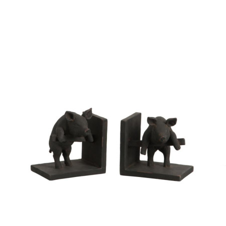 Set 2 serre-livres Cochon noir