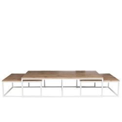 Grande table de salon en 3 parties chic rectangulaire naturel et blanc