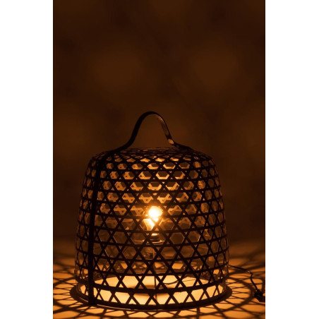 Lampe basse ronde en bambou noir