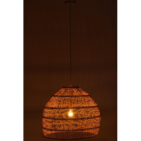 Suspension boule rotin naturel