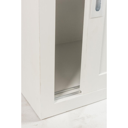 Vaisselier 4 portes coulissantes Combray bois blanc et rotinl