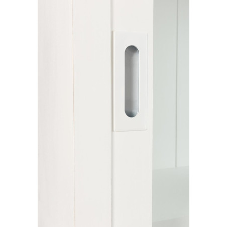 Vaisselier 4 portes coulissantes Combray bois blanc et rotinl