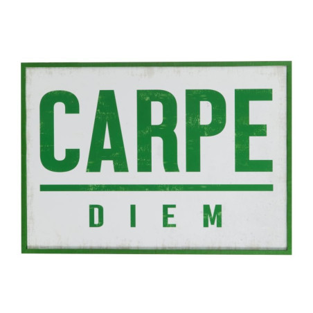 Pancarte vintage "carpe diem" en métal vert