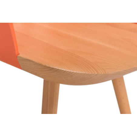 Chaise rétro avec accoudoirs bois naturel et polypropylène orange