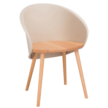 Chaise coque moderne Penez en propylène marron et bois naturel