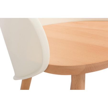 Chaise coque moderne en propylène beige et bois naturel Penez