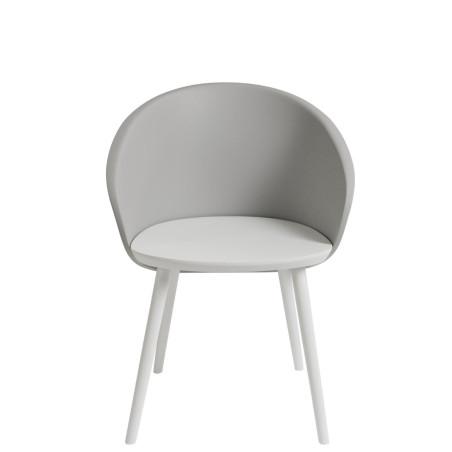Chaise coque moderne grise en propylène et bois blanc Penez