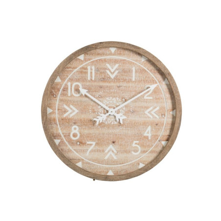 Horloge ronde en bois blanchi