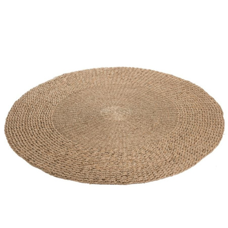 Tapis rond tressé Zostere naturel