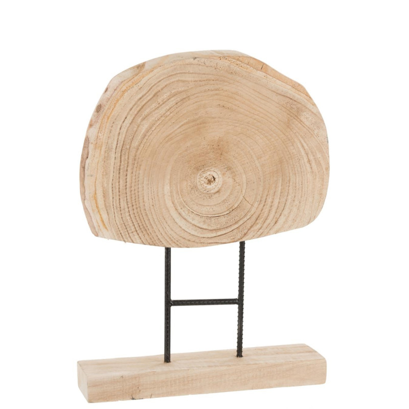 Statue déco rondin de bois naturel clair sur socle