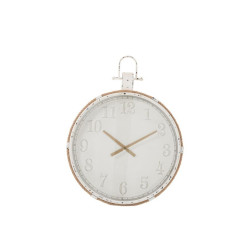 Horloge gousset ronde métal blanc vieilli et corde
